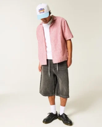Boxy shirt met korte mouwen van linnenmix Boxy shirt met korte mouwen van linnenmix