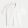 Boxy shirt met korte mouwen van linnenmix