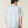 Boxy shirt met korte mouwen van linnenmix