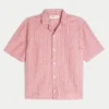 Boxy shirt met korte mouwen van linnenmix