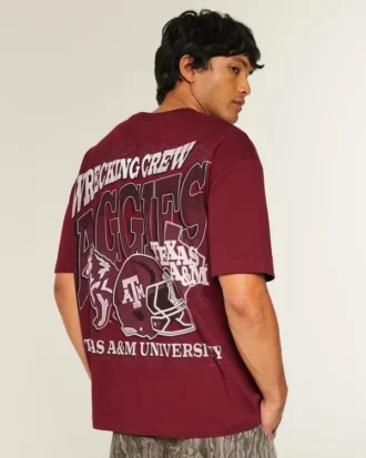 Boxy Texas A&M University Aggies T-shirt met opdruk