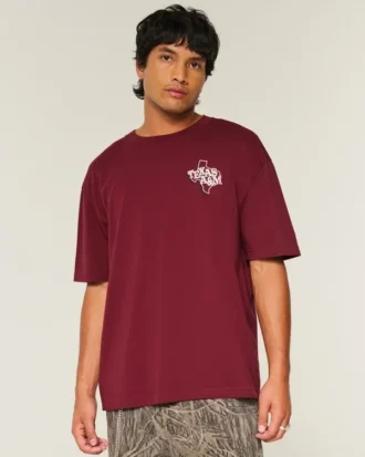 Boxy Texas A&M University Aggies T-shirt met opdruk