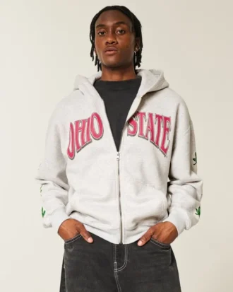 Boxy The Ohio State University Buckeyes grafische hoodie met ritssluiting