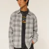 Boxy thermisch gevoerd flanellen shirt