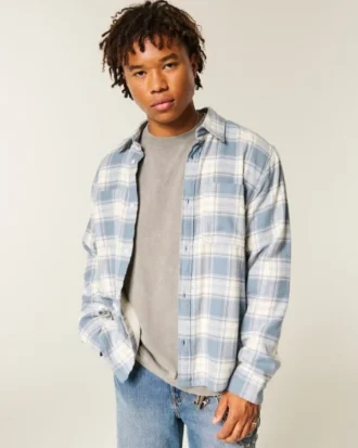 Boxy thermisch gevoerd flanellen shirt