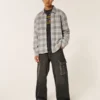 Boxy thermisch gevoerd flanellen shirt
