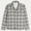Boxy thermisch gevoerd flanellen shirt