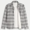 Boxy thermisch gevoerd flanellen shirt