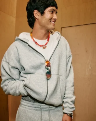 Boxy thermisch gevoerde hoodie met ritssluiting