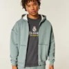 Boxy thermisch gevoerde hoodie met ritssluiting Boxy thermisch gevoerde hoodie met ritssluiting