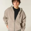 Boxy thermisch gevoerde hoodie met ritssluiting Boxy thermisch gevoerde hoodie met ritssluiting