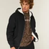 Boxy thermisch gevoerde hoodie met ritssluiting Boxy thermisch gevoerde hoodie met ritssluiting