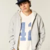 Boxy thermisch gevoerde hoodie met ritssluiting Boxy thermisch gevoerde hoodie met ritssluiting