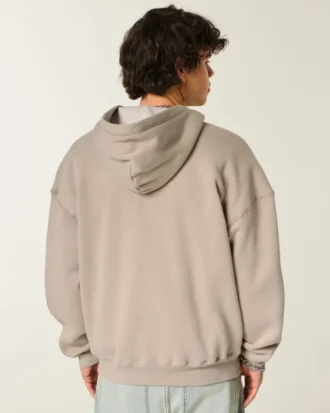 Boxy thermisch gevoerde hoodie met ritssluiting