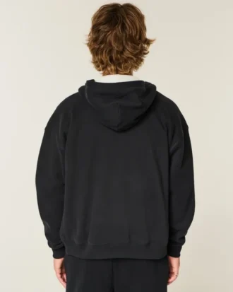 Boxy thermisch gevoerde hoodie met ritssluiting