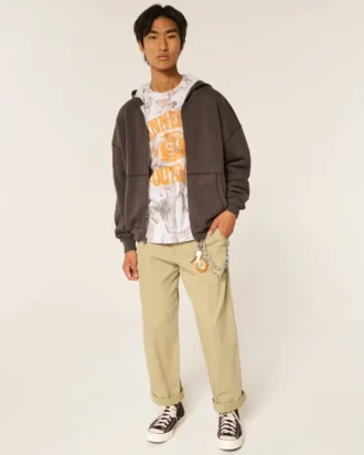 Boxy thermisch gevoerde hoodie met ritssluiting