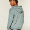 Boxy thermisch gevoerde hoodie met ritssluiting Boxy thermisch gevoerde hoodie met ritssluiting