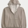 Boxy thermisch gevoerde hoodie met ritssluiting Boxy thermisch gevoerde hoodie met ritssluiting