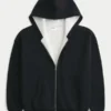 Boxy thermisch gevoerde hoodie met ritssluiting Boxy thermisch gevoerde hoodie met ritssluiting