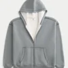 Boxy thermisch gevoerde hoodie met ritssluiting Boxy thermisch gevoerde hoodie met ritssluiting