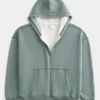 Boxy thermisch gevoerde hoodie met ritssluiting Boxy thermisch gevoerde hoodie met ritssluiting