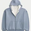 Boxy thermisch gevoerde hoodie met ritssluiting Boxy thermisch gevoerde hoodie met ritssluiting