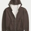 Boxy thermisch gevoerde hoodie met ritssluiting Boxy thermisch gevoerde hoodie met ritssluiting