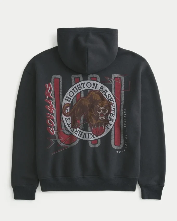 Boxy University of Houston Cougars basketbal hoodie met print Boxy University of Houston Cougars basketbal hoodie met print
