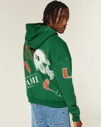 Boxy University of Miami Hurricanes hoodie met print