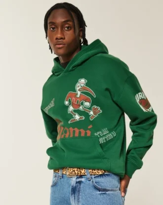 Boxy University of Miami Hurricanes hoodie met print