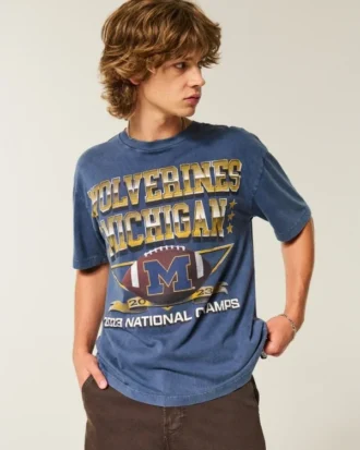 Boxy University of Michigan Wolverines T-shirt met opdruk