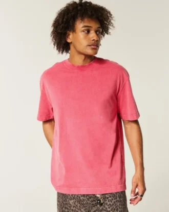 Boxy Washed Heavyweight T-shirt met ronde hals