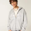 Boxy Zip-Up Forest Hills Athletics Graphic Hoodie Boxy Zip-Up Forest Hills Athletics Graphic Hoodie