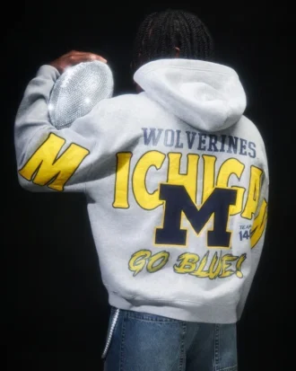 Boxy Zip-Up University of Michigan Wolverines Graphic Hoodie