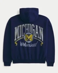 Boxy Zip-Up University of Michigan Wolverines Graphic Hoodie