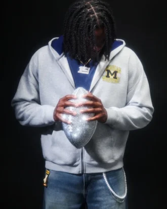 Boxy Zip-Up University of Michigan Wolverines Graphic Hoodie