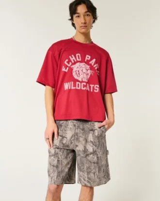 Camo baggy denim schildersshort