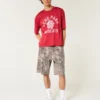 Camo baggy denim schildersshort