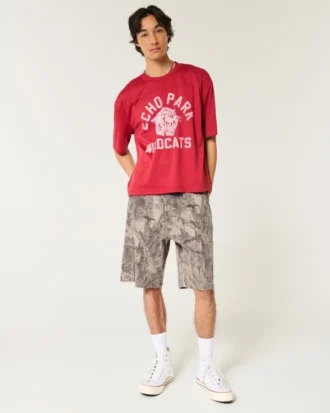 Camo baggy denim schildersshort