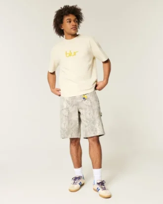 Camo baggy denim short