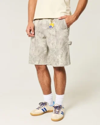 Camo baggy denim short