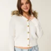 Cardigan met capuchon en nepbontrand Cardigan met capuchon en nepbontrand