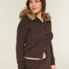 Cardigan met capuchon en nepbontrand