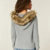 Cardigan met capuchon en nepbontrand