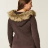 Cardigan met capuchon en nepbontrand