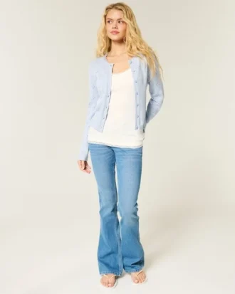 Cardigan met ronde hals en oogjes