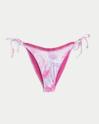 Cheeky bikinibroekje met haakwerkachtige rand en strikbandjes aan de zijkant