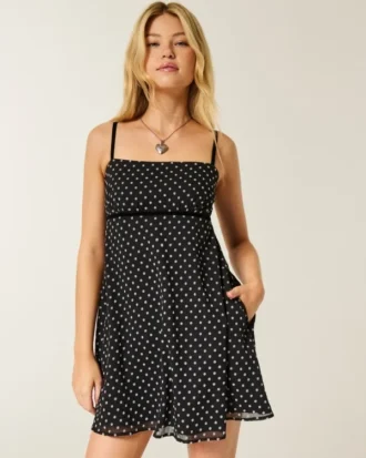 Chiffon babydoll mini-jurk