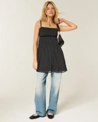 Chiffon babydoll mini-jurk