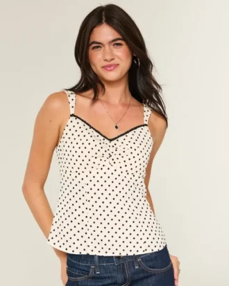 Chiffon tanktop met kanten rand